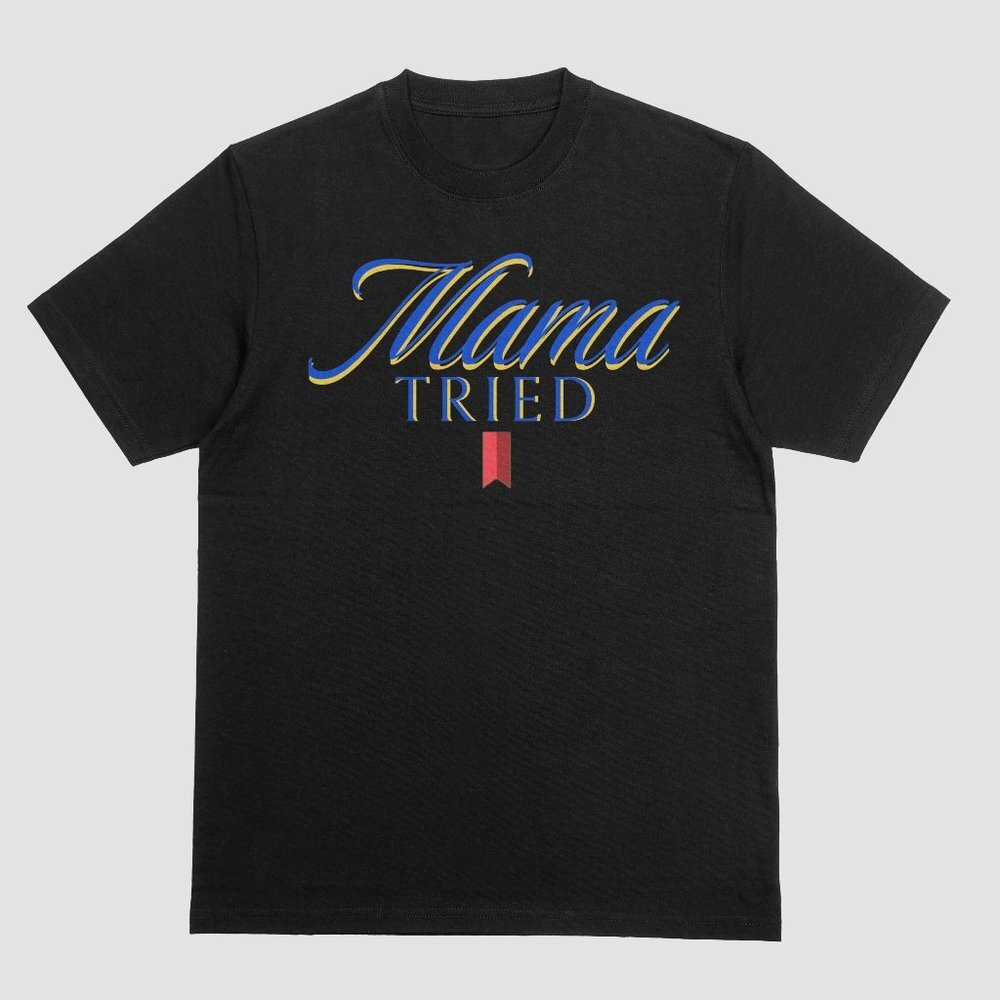 Mama Tried Mens Graphic Novelty T-shirt Short Sleeve Cotton Black
